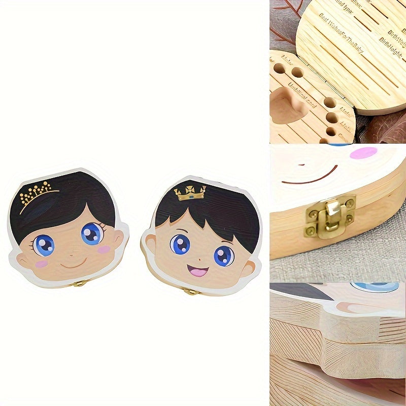 Wooden tooth box for kids' memories, no power or waterproof, with utility hooks, suitable for weddings.