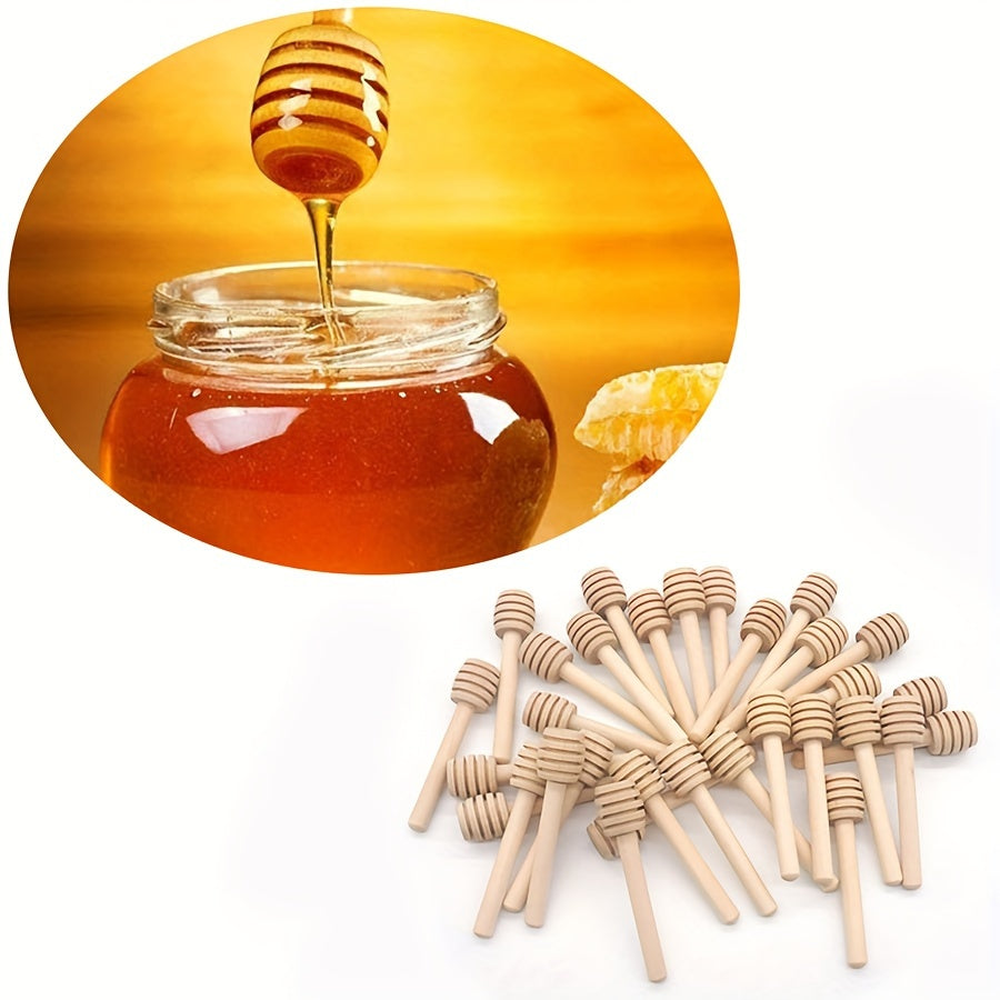 100 Mini Wooden Honey Spoons for Honey Jars and Dessert Making