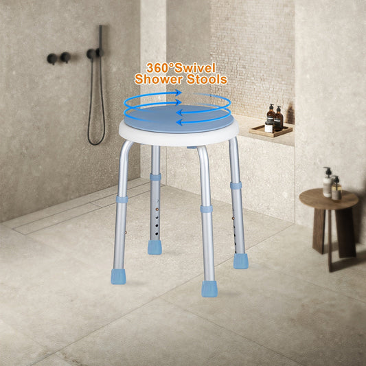 Swivel Shower Chair, 360 Degree Rotating Bath Stool with Adjustable Height Plastic Seat for Elderly, Handicap, and Adults - Supports up to 136.08 KG. Seat height ranges from 35.56 to 48.26 cm, perfect for Christmas, Halloween, and Thanksgiving.