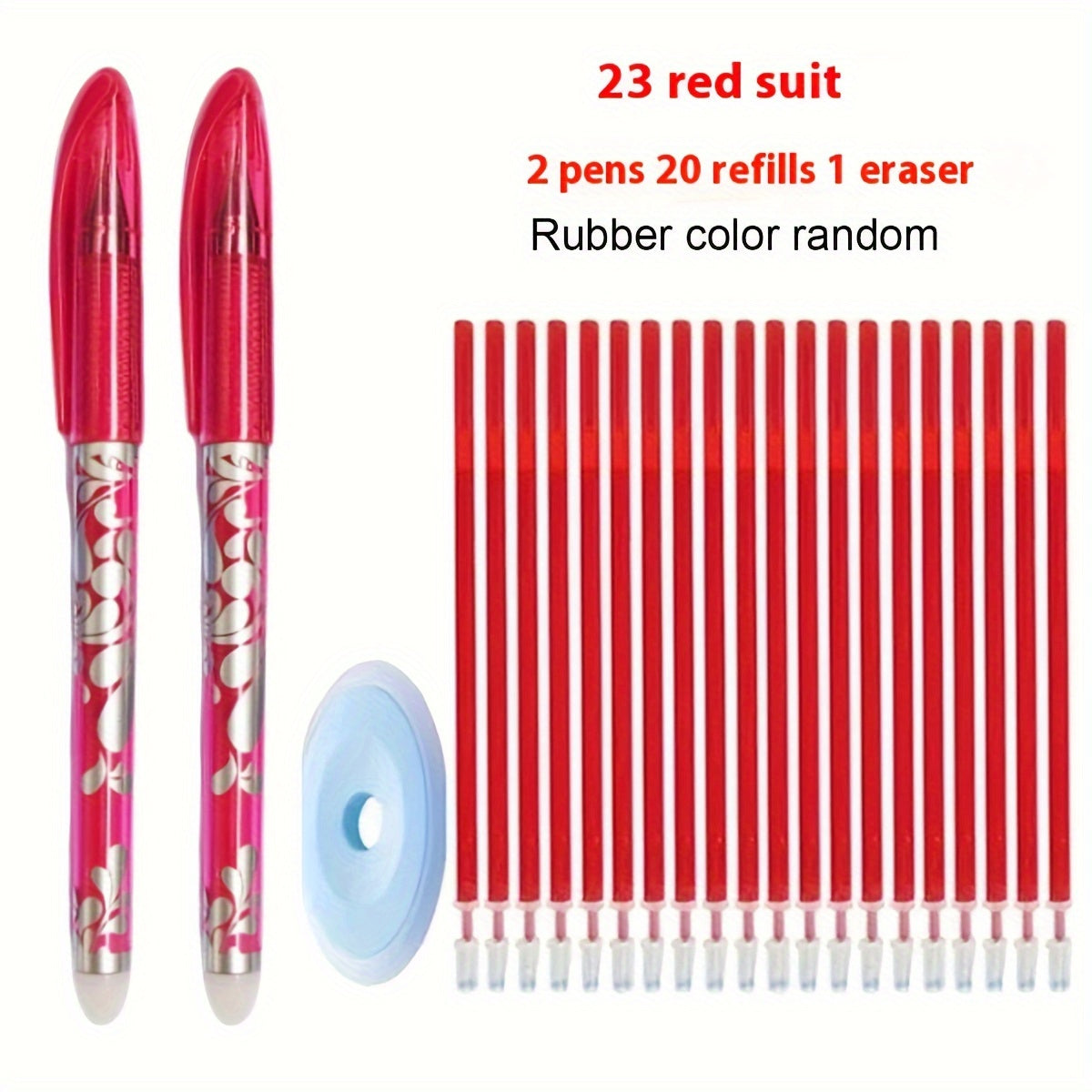 23pcs of 0.5mm Erasable Gel Pens with Fine Point for School and Office Use, Smooth Writing, Oval Body with Click-Off Cap