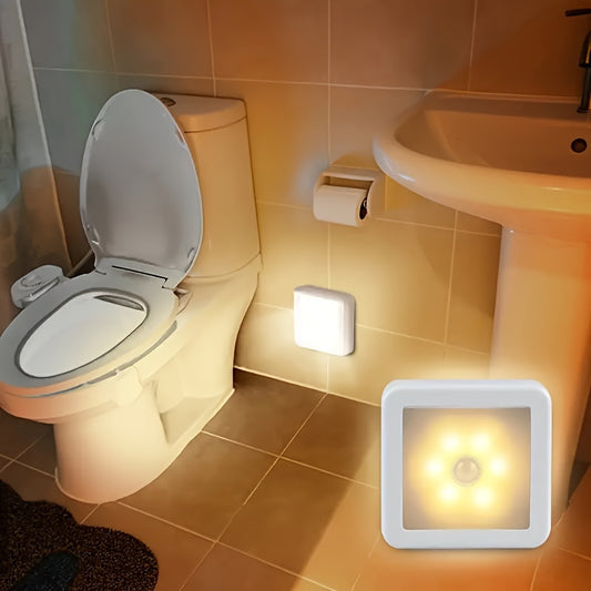 1/3/6pc Smart Motion Sensor Lights for square rooms with solid color glass night light. Features sports theme lighting, adjustable for different room types. Can be freestanding or wall-mounted, battery powered (batteries not included).