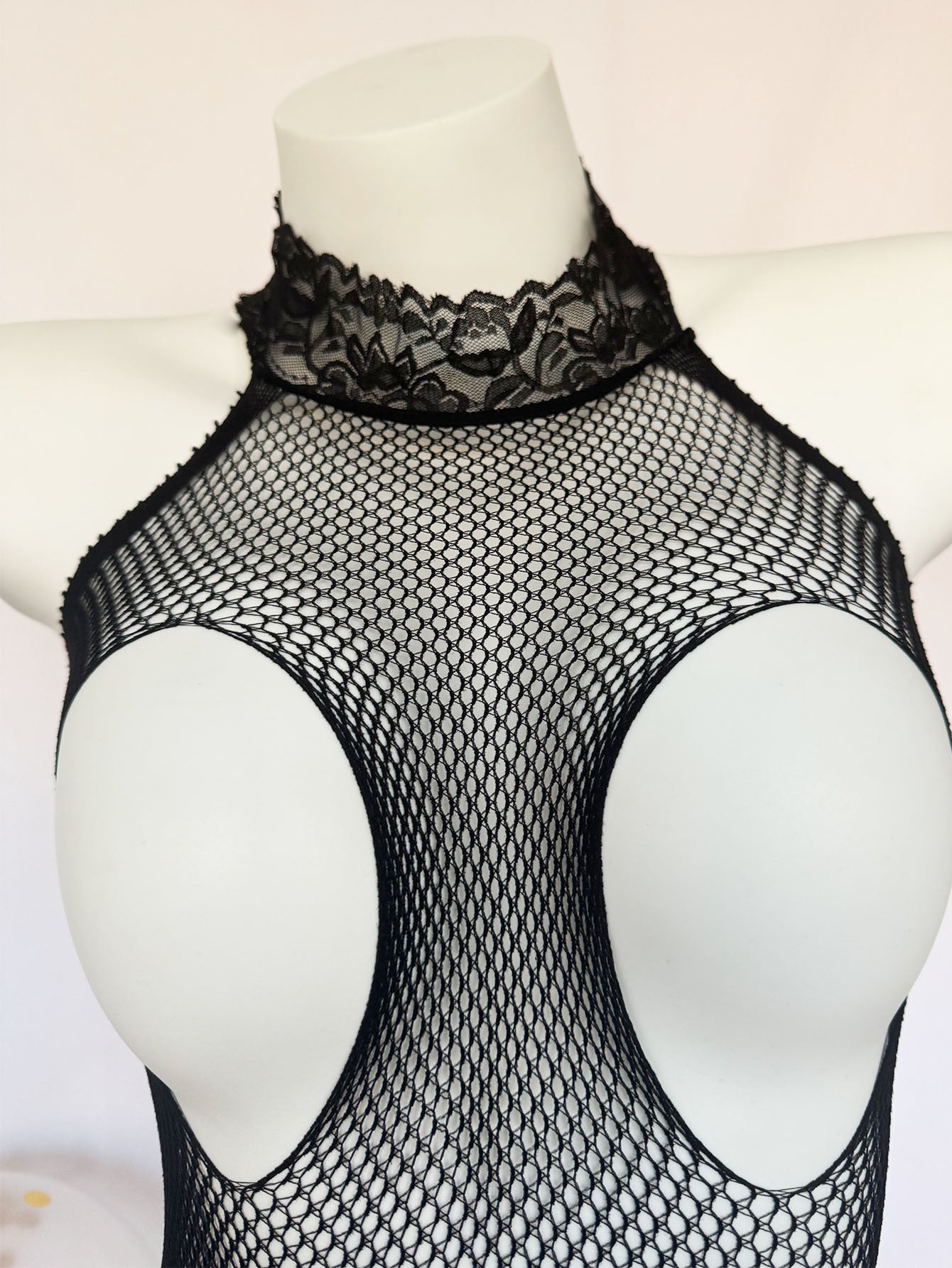 Women's seductive lingerie for Valentine's Day or special occasions, including sexy onesies, body stockings, crotchless fishnet stockings, and lace-infused onesies.