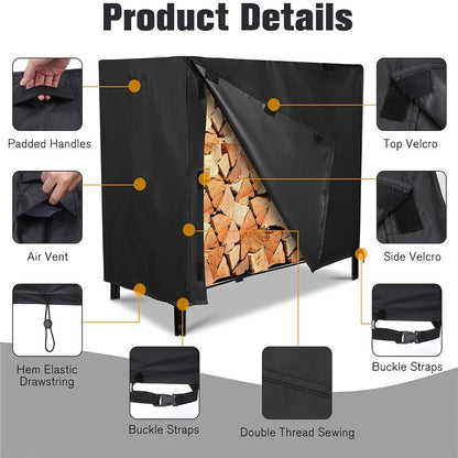 Sturdy Waterproof Cover for Firewood Rack - Designed to Fit 4ft & 8ft Racks, Outdoor Protection from Weather for Grilling Equipment, Perfect for Yard, Patio, Campsite, Shoreline, Resistant to Wind and Dust, Great for RVs