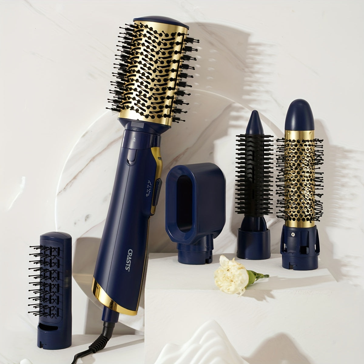 European Standard Five-in-One Hair Clipper for straight and curly hair styling, with negative ion technology for long-lasting results.