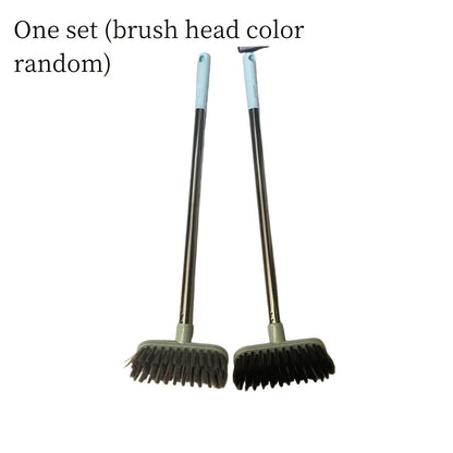 '- Description: This bathroom floor brush features a durable long handle and hard bristles, making it ideal for cleaning toilets and floors. The no dead angle design ensures thorough cleaning of both toilet and ceramic tiles. Perfect for manual tile