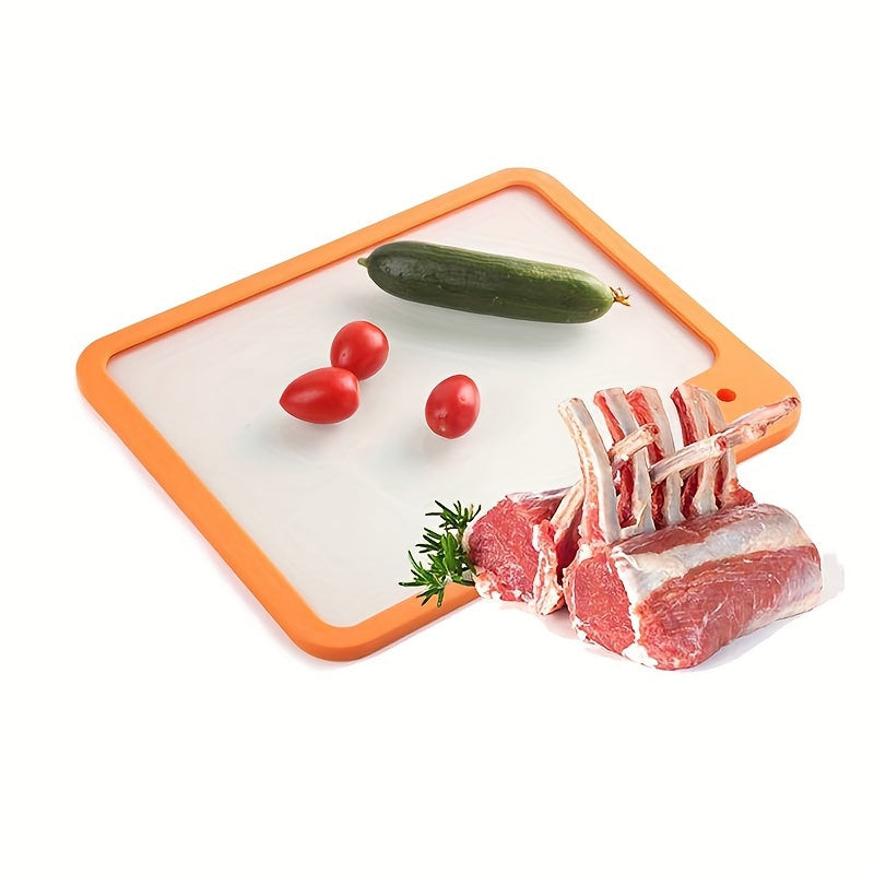 Orange-framed Glass Chopping Board - Essential for the Kitchen - Food Safe - Dimensions: 41cm x 33cm