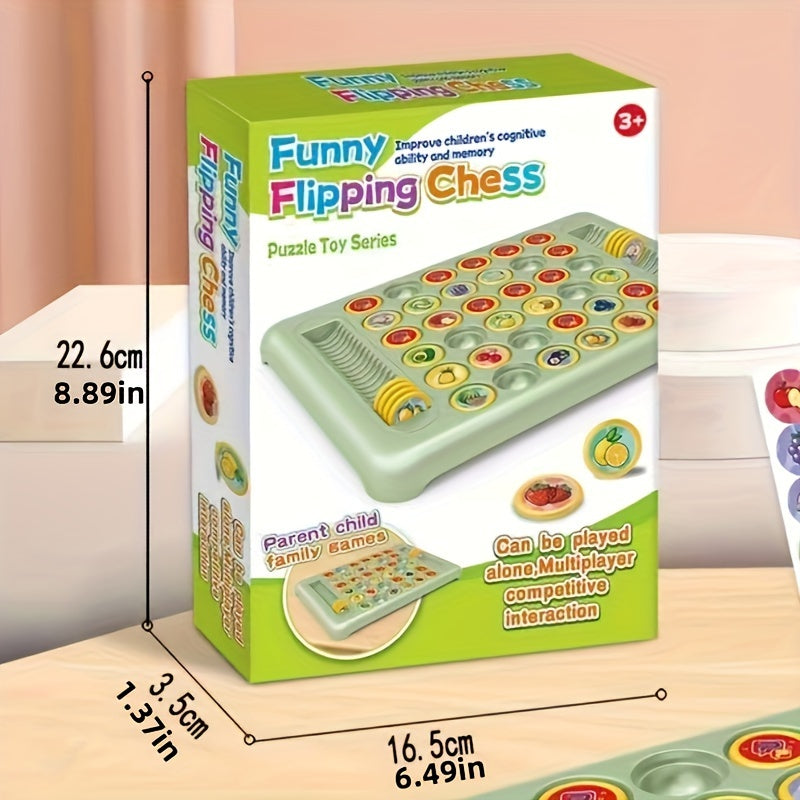 Colorful memory match game for ages 3+ with fruits and animals. Encourages parent-child bonding and made from durable ABS material.