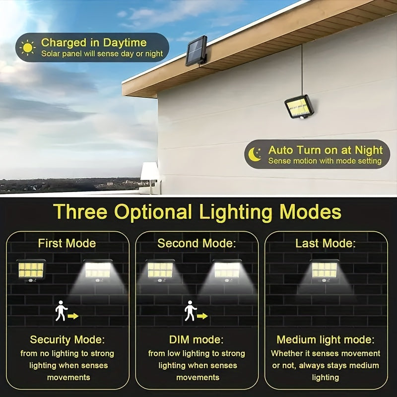 Moons Benn Solar-Powered LED Wall Light with Motion Sensor and 3 Lighting Modes, perfect for outdoor decor.