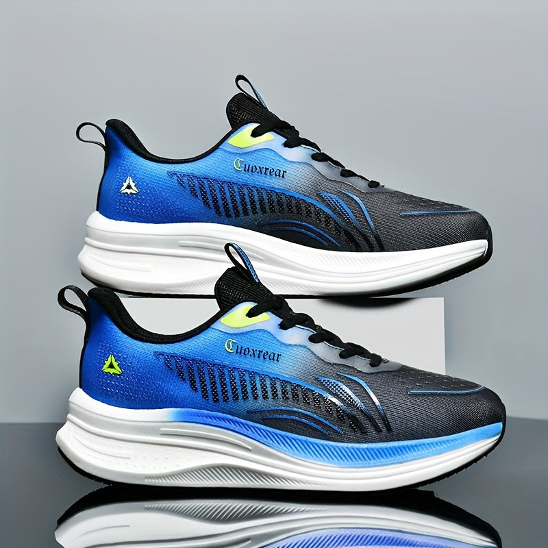 Men's Stylish Platform Woven Shoes for Outdoor Road Running, Breathable and Shock-absorbing.