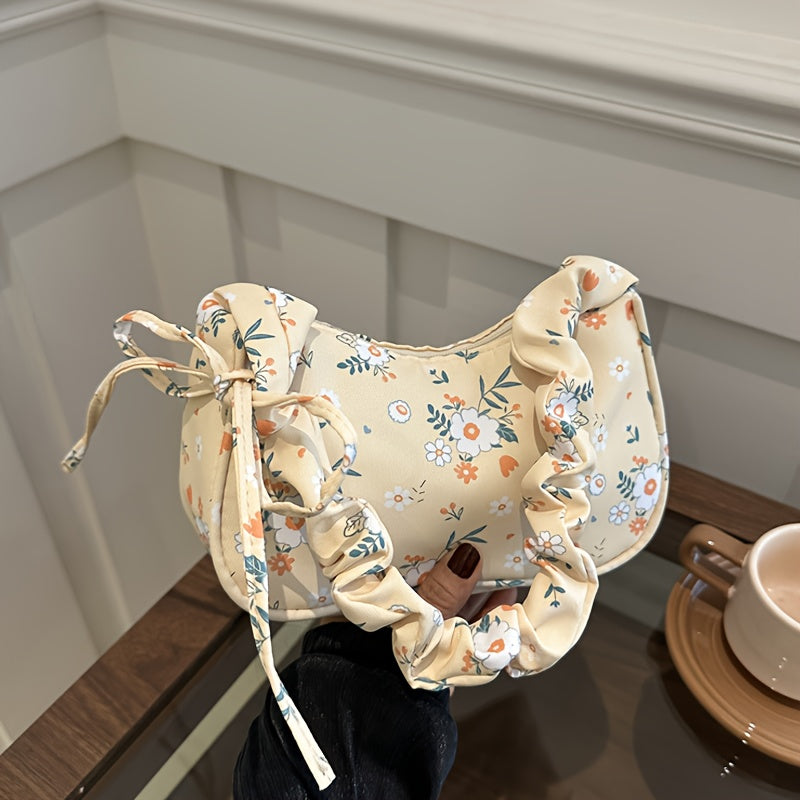 Stylish white and pink floral crossbody bag for women, suitable for daily use, travel, or as a gift.