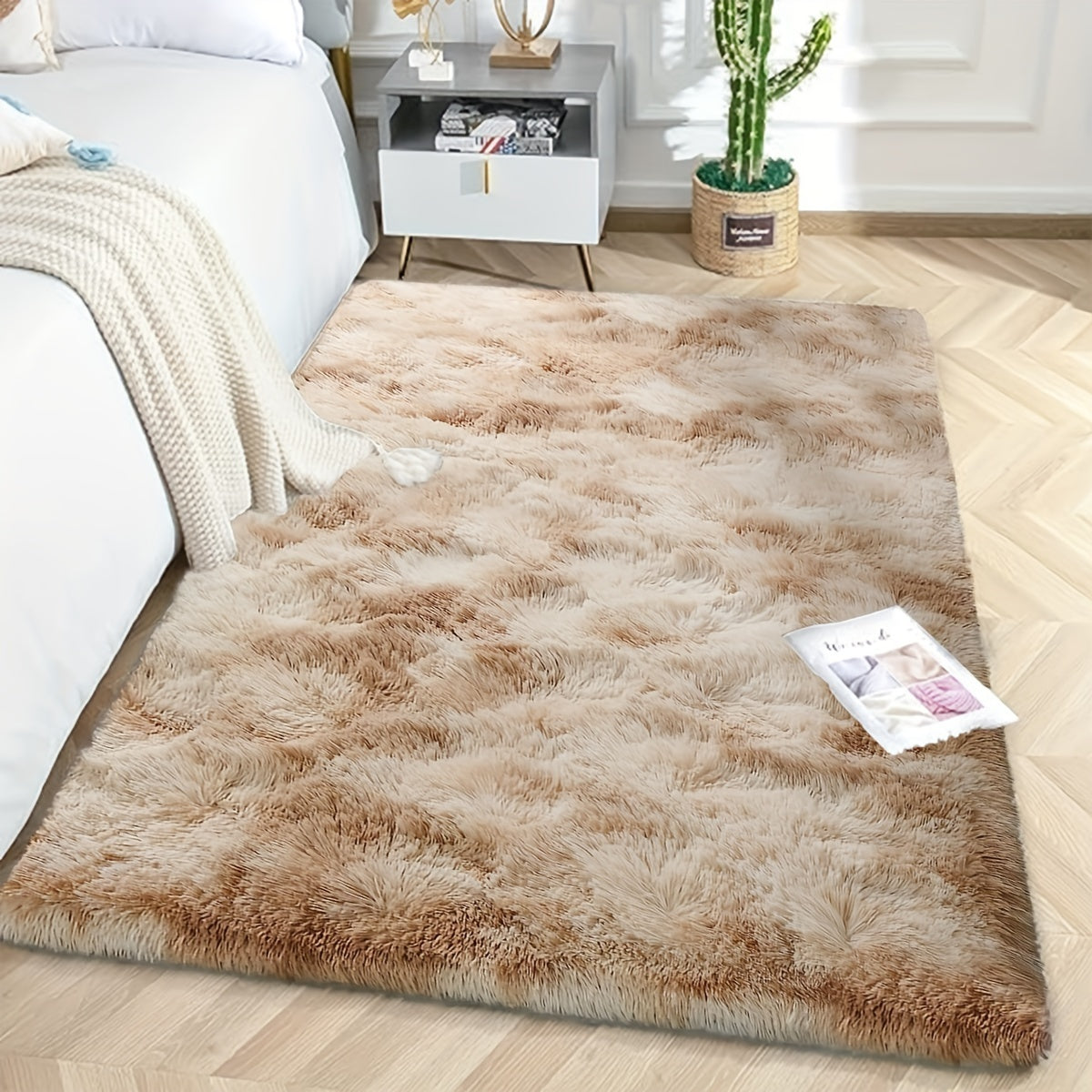 Soft, fluffy shag area rug perfect for living room or bedroom decor. This non-slip machine washable carpet adds luxury and coziness to any space.