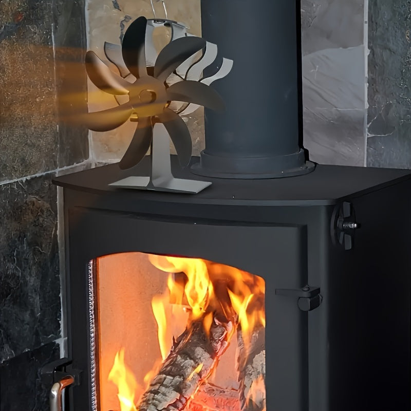 7 Blade Fireplace Fan that runs on heat - Distributes air efficiently, operates silently, simple to install, made of durable rust-resistant metal, no need for electricity or batteries for use with freestanding stoves.