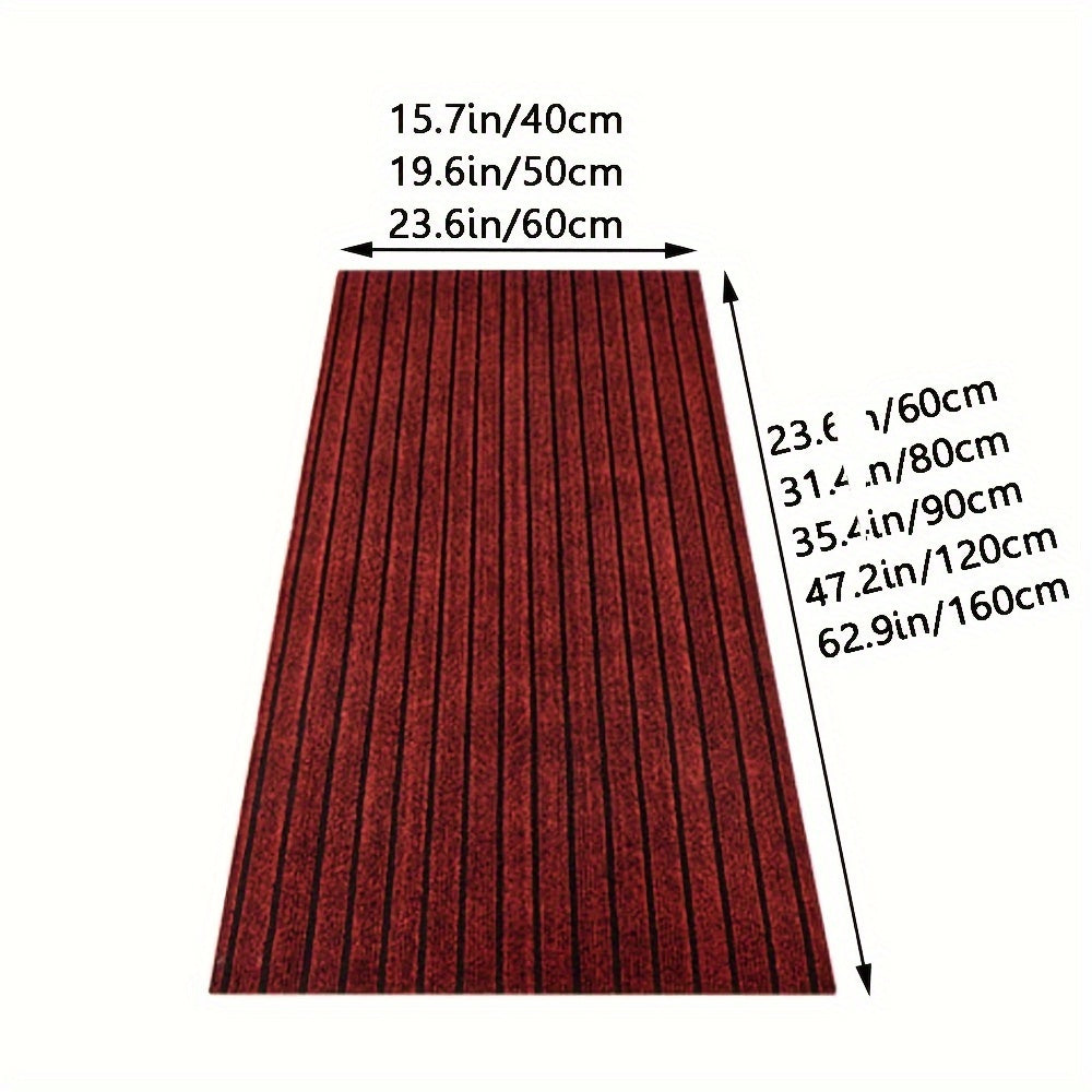 Durable Striped Entrance Mat with Rubber Backing - Non-Slip PVC Rug for Kitchen, Bedroom, Bathroom, Office - Easy-Clean, Waterproof, and Stain Resistant