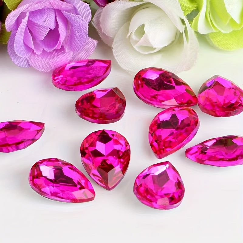 Set of 30 Vibrant Teardrop Rhinestones, Perfect for Adding a Pop of Color to Your DIY Necklace, Bracelet, or Keychain Creations