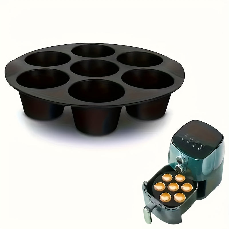 Essential Kitchen Gadget: 7-Cavity Non-Stick Silicone Air Fryer Cake Pan for Mini Cakes & Muffins - Food-Safe Baking Mold Ideal for Oven & Air Fryer Use