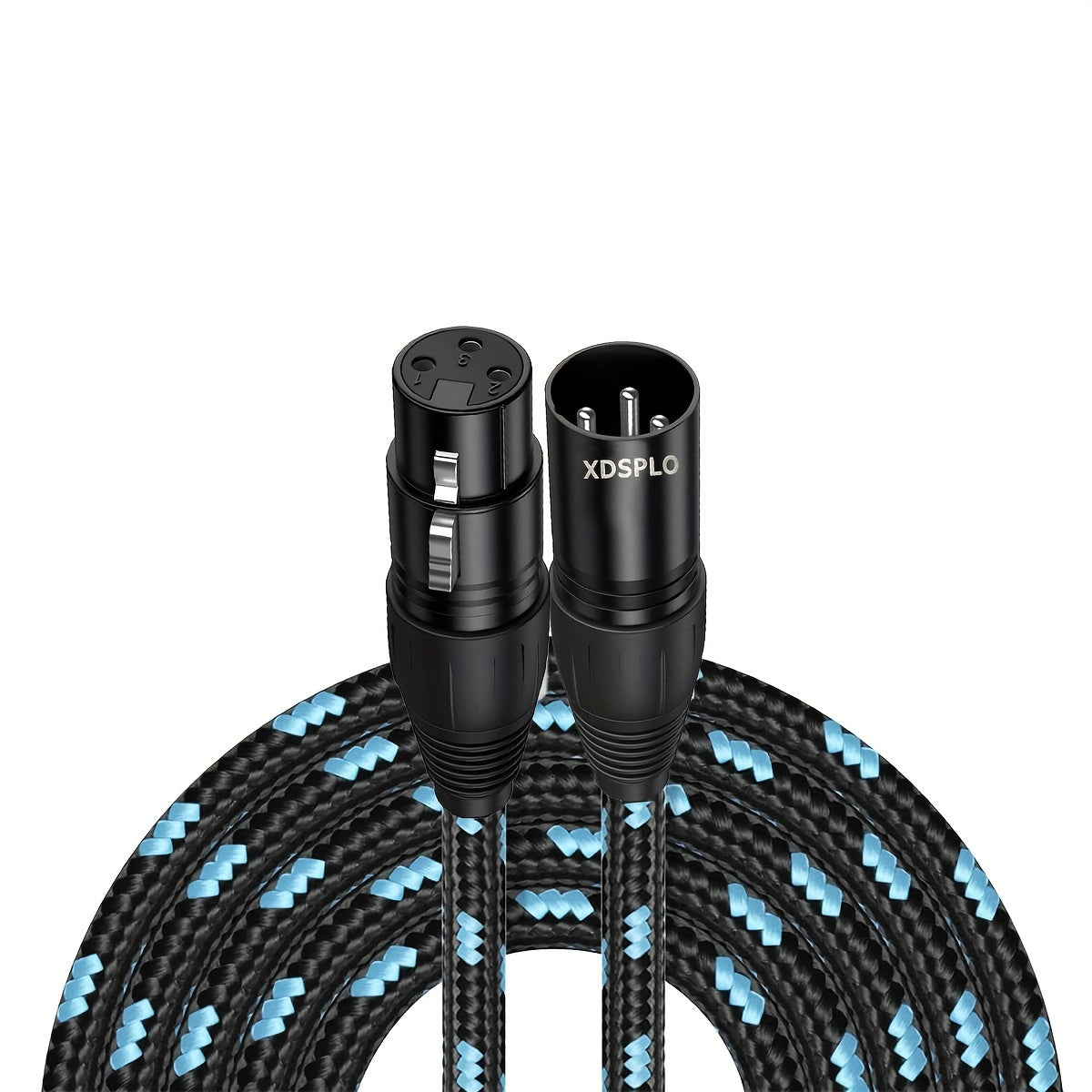 XDSPLO High-Fidelity XLR Male to Female Microphone Cable made of durable nylon braided with pure copper core for loss-free signal transmission. Includes thicker pins and intricate