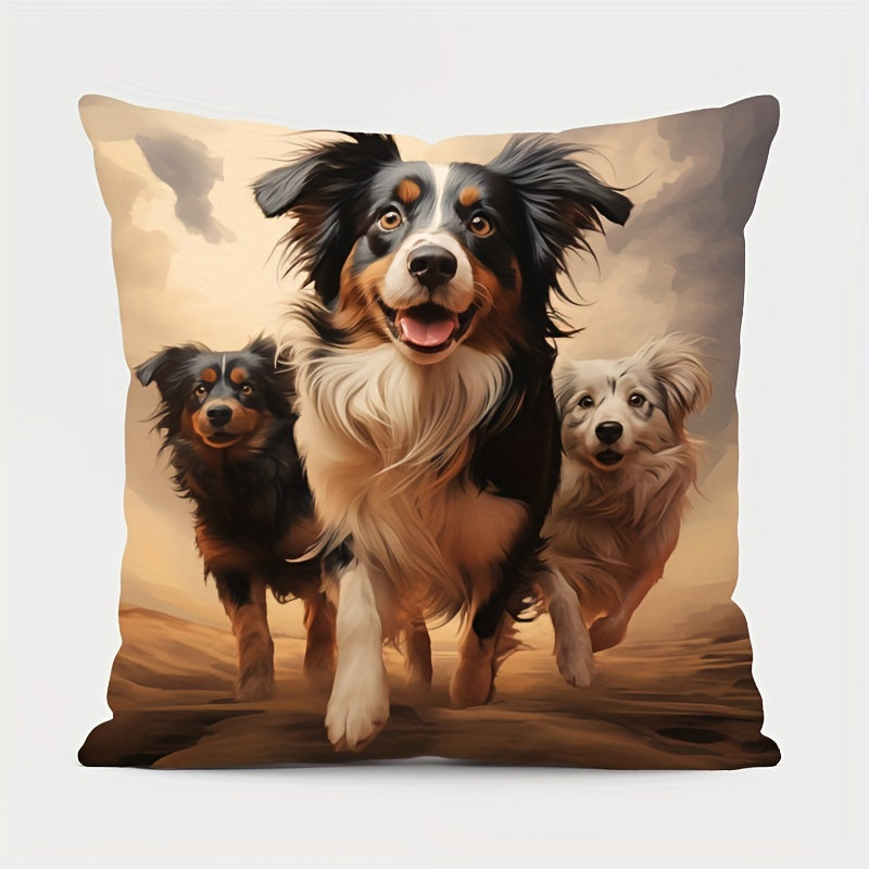 4PCS Cute Puppy Throw Pillowcases for living room sofa; no pillow insert included.