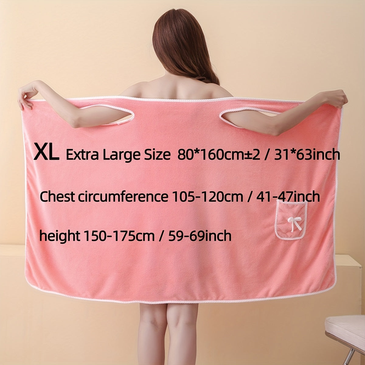 1pc Women's Wearable Bath Towel with Pocket, Comfortable & Absorbent, Versatile & Adjustable, Bathroom and Home Essentials