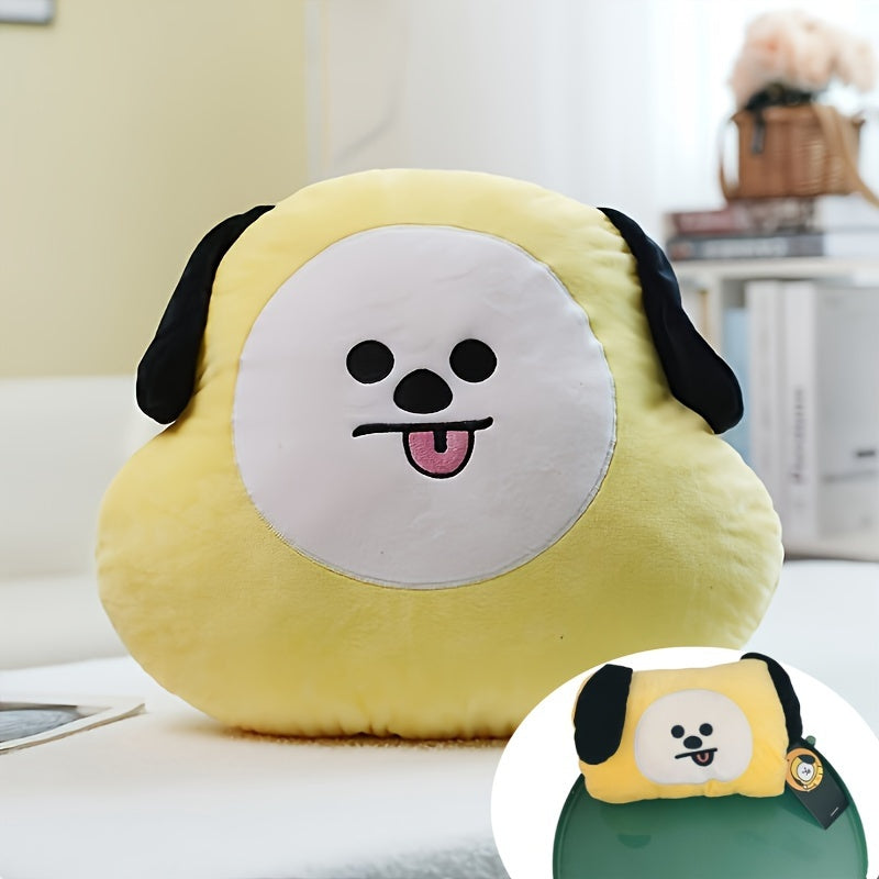 1pc Cute Cartoon Plush Toy - Foldable Hand Warmer & Pillow, Washable Polyester, Great for Home, Office, Travel, and Gifts.