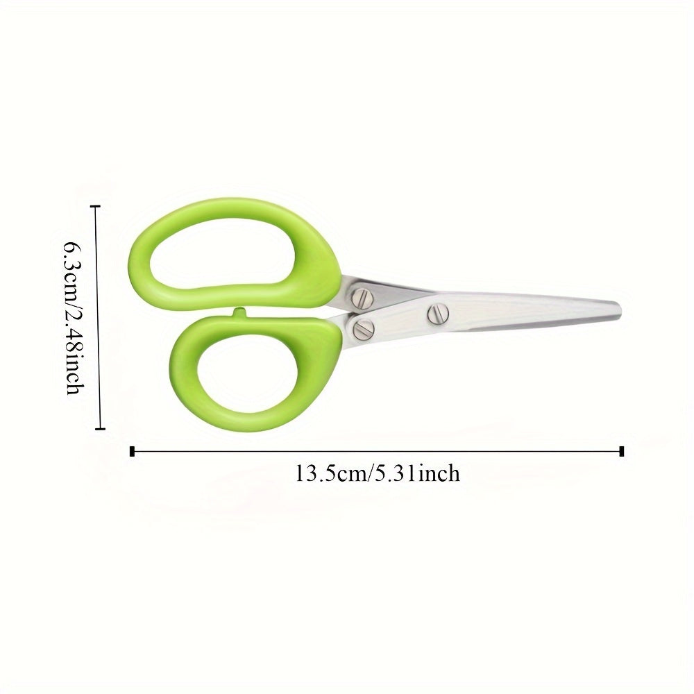 1 piece of Stainless Steel Kitchen Scissors with Multi-Layer Vegetable Scissors, Green Onion Cutter with 5 Blades. This versatile kitchen tool serves as a vegetable shears, kitchen gadget, and essential kitchen supply.