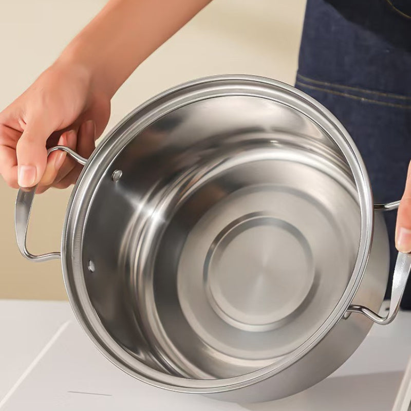 10-piece Household Stainless Steel Stockpot Set with Double Handles, High-sided Cooking Pot, and Horizontal Milk Pot