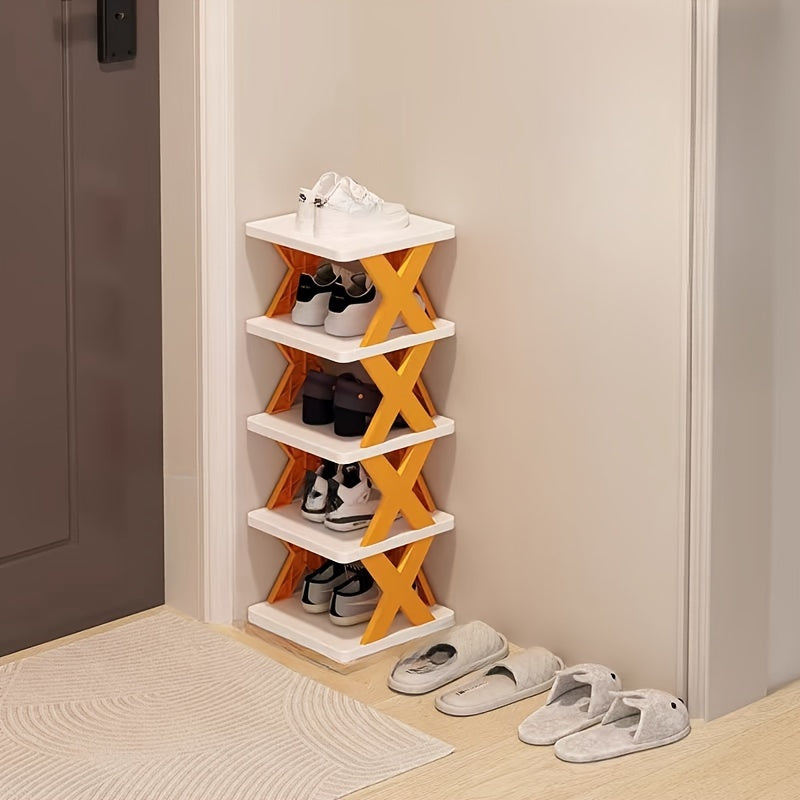 Folding Shoe Rack that Saves Space - Easy Assembly for Compact Storage in Entryway, Office, and Bathroom.