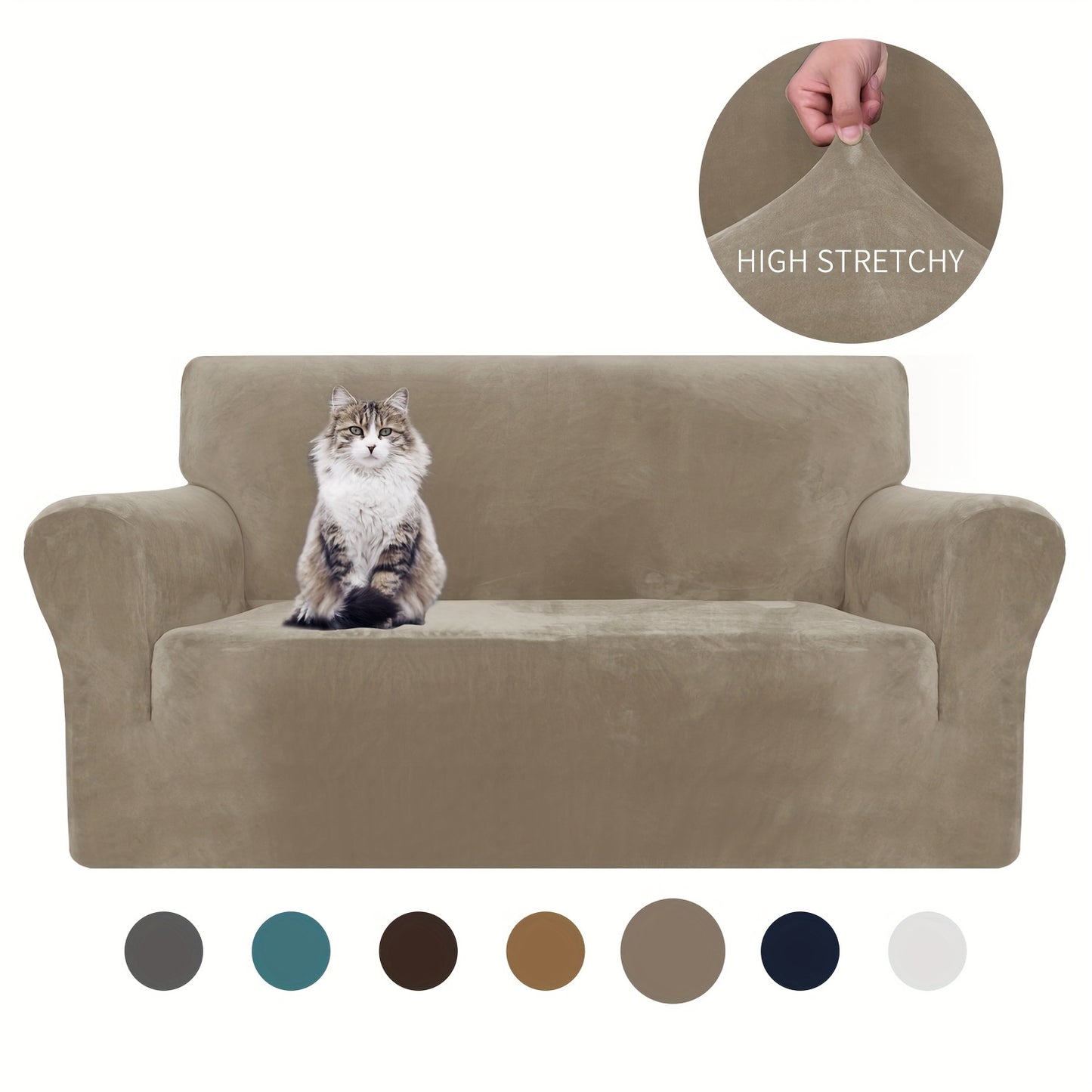 Thickened velvet sofa cover with elastic bottom for all seasons, suitable for pets and provides universal anti-scratch protection for living room home decor.