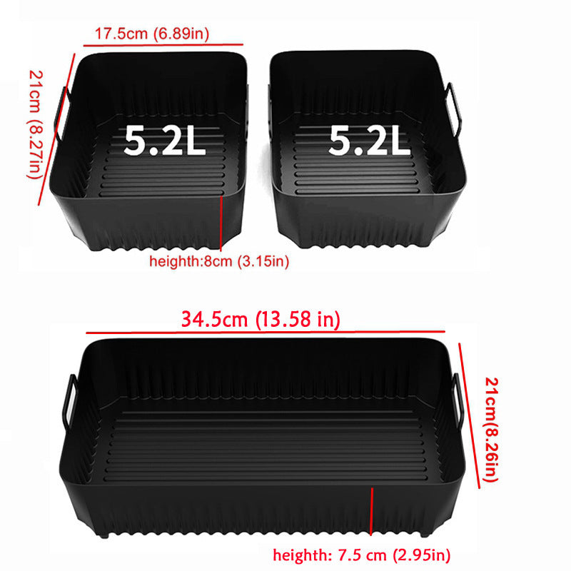 Silicone Tray Set for Ninja AF500 Air Fryer, Includes 5.2L & 10.4L Non-Stick Baking Baskets and Reusable Food-Safe Liners for Oven, Pizza, and Grill Pan