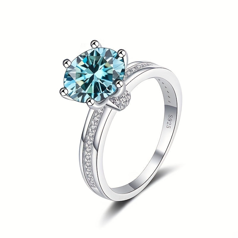 [Top Pick] Gems Lady Elegant 3.0 Carat Moissanite Engagement Ring - 925 Sterling Silver with Dazzling Accents, Ideal for Weddings & Special Promises, Comes in a Gift Box, 9mm, Exquisite Jewelry