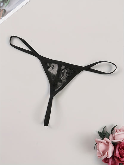 Sheer lace thongs for women, sexy lingerie option.