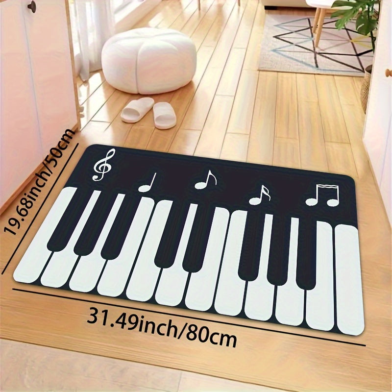 Floor mats rugs featuring a simple piano music pattern, suitable for living rooms, bedrooms, kitchens, and bathrooms. Can be used as living room bedroom kitchen floor mats, bathroom mats, outdoor rugs, or decorative bath mats. Non-slip, suitable for the