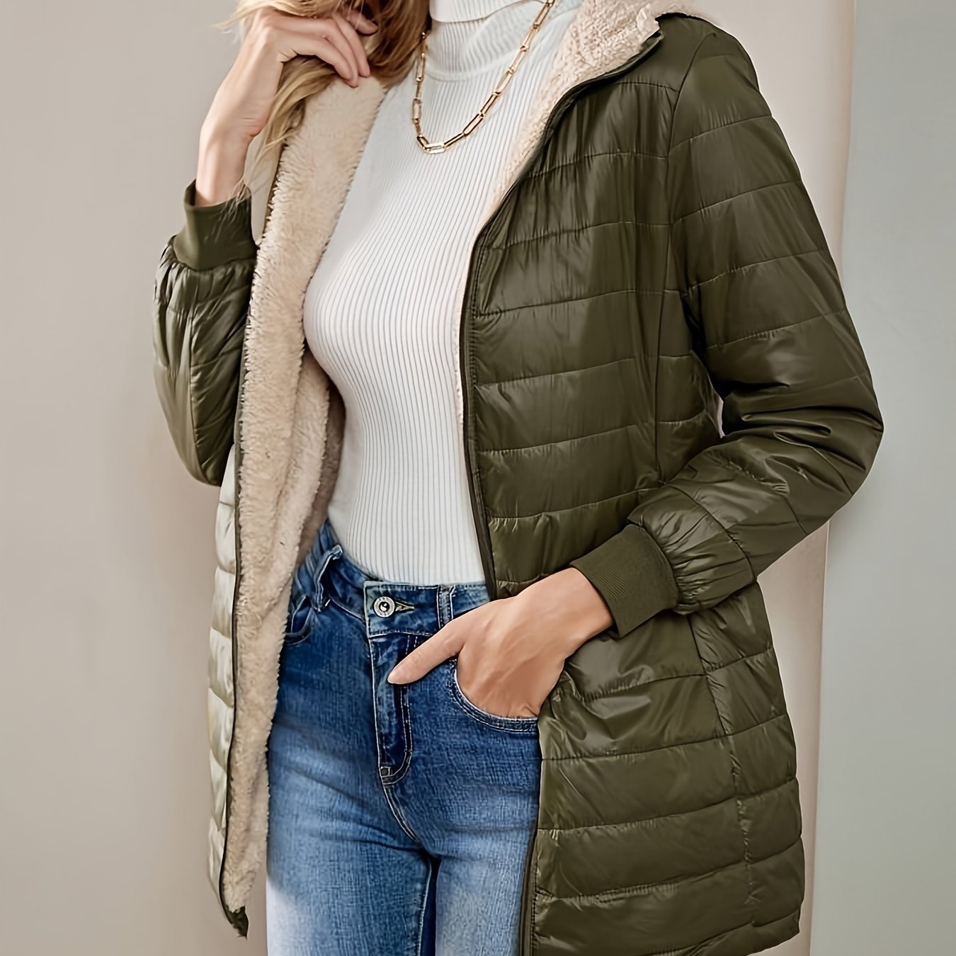 Women's Fleece Lined Zip Up Coat