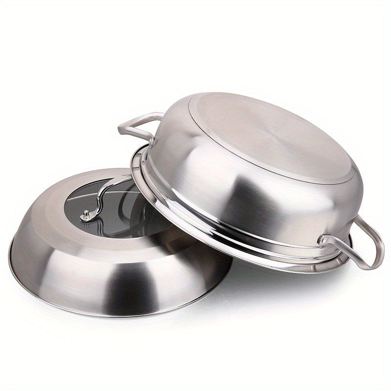 Stainless Steel Multi-Purpose Steamer Pot with Steaming Tray, 12-Inch, Compatible with Steam and Boil, Suitable for Use on Any Stovetop