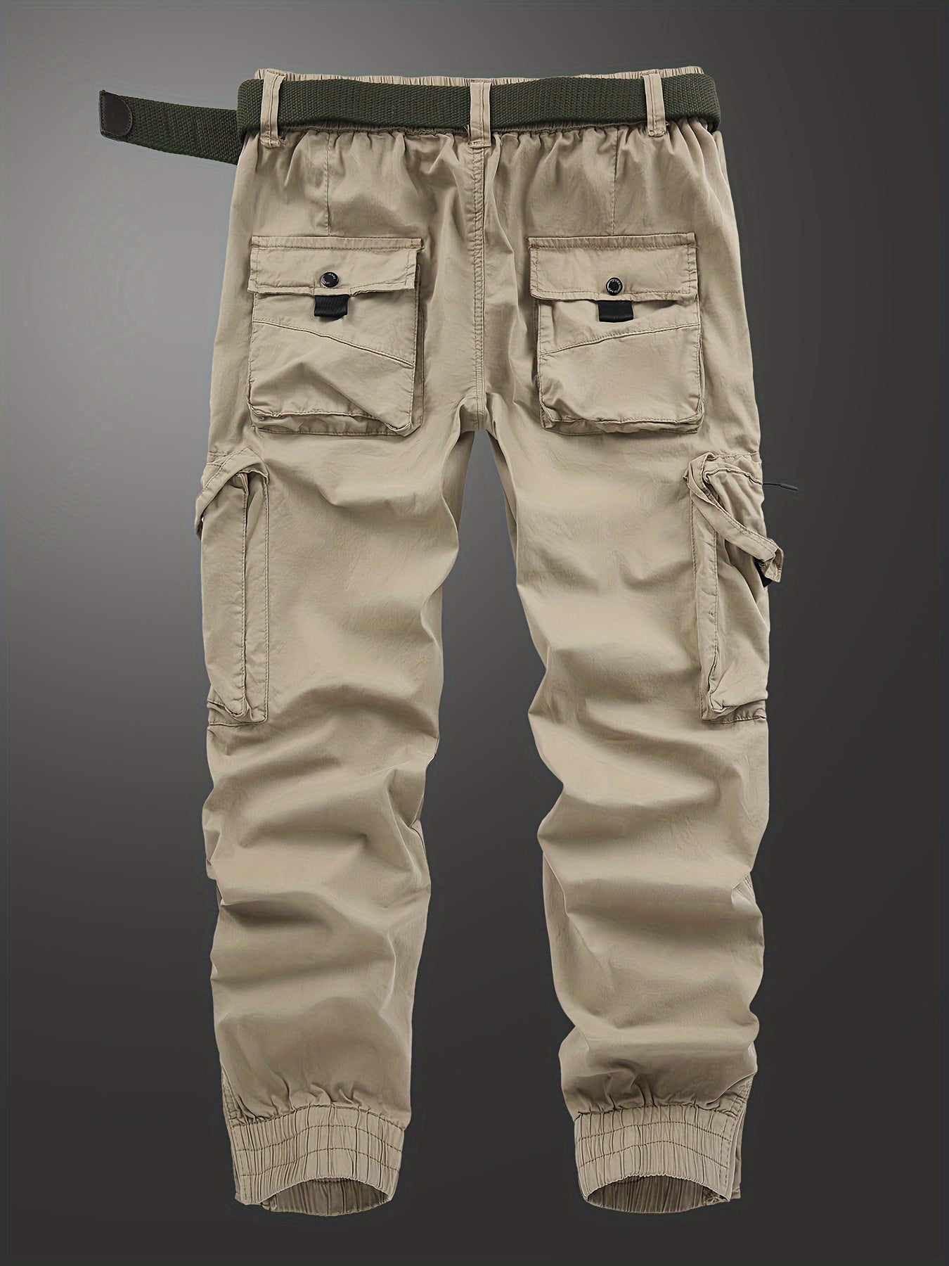 Men's spring and autumn American-style work pants with zipper, multi-pocket design, thin, comfortable, and breathable.