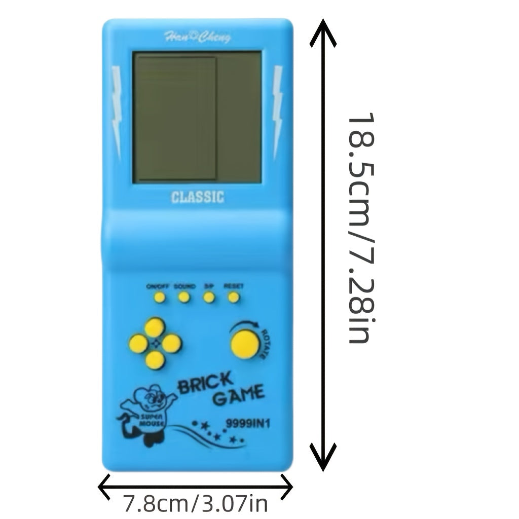 1pc Retro Electronic Brick Game Handheld Console for Kids, Educational Toy for Ages 3-6, Available in Blue, Green, Orange, Yellow