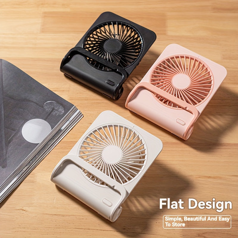 Get ready for summer with this convenient and adorable Desktop Slim Mini Fan! This ultra-quiet USB fan is perfect for your office desk, living room, or even while you're on the go. Featuring four-speed wind power and a built-in battery for fast charging