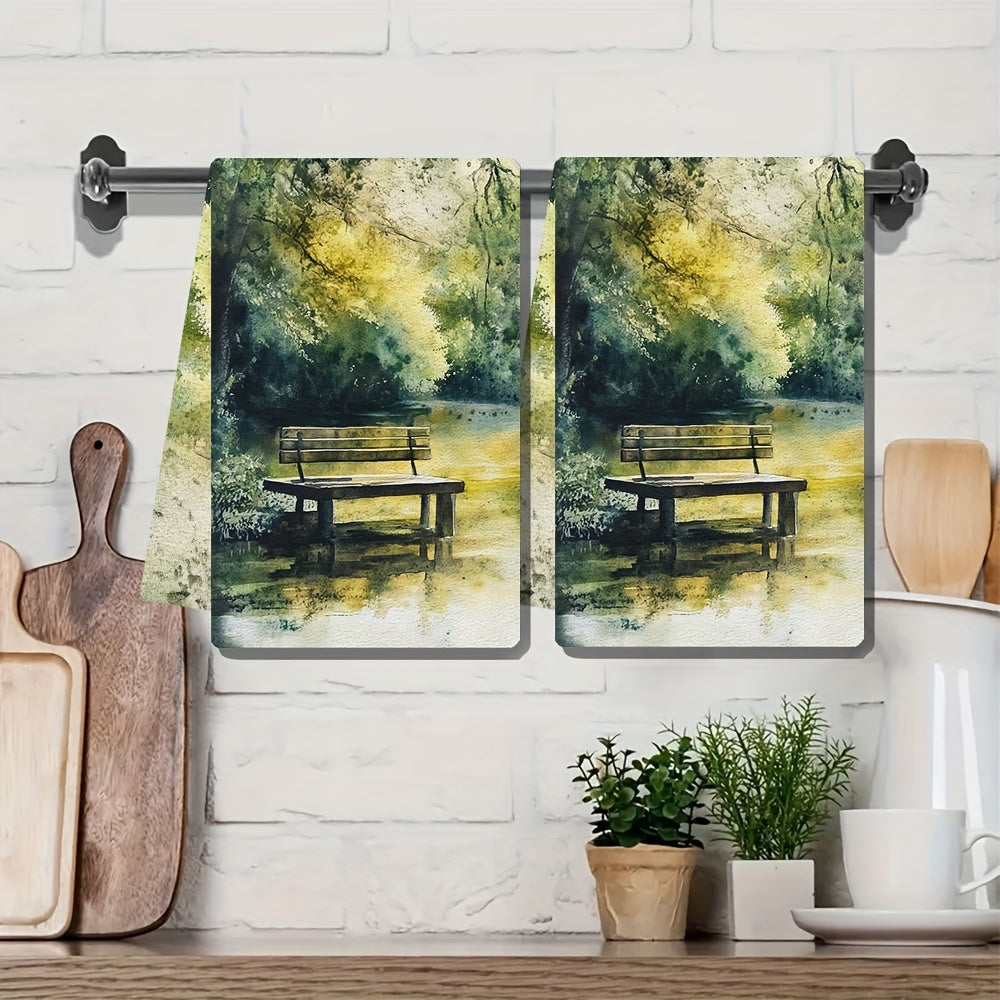 Set of 2 Kitchen Towels - Featuring the Serene Beauty of a Peaceful Garden, Luxuriously Soft and Absorbent Dish Hand Towels for Holiday Decorating, Easy to Clean in the Washing Machine, Size 16x24 Inches_ Item Code: 2KYSYS1218638