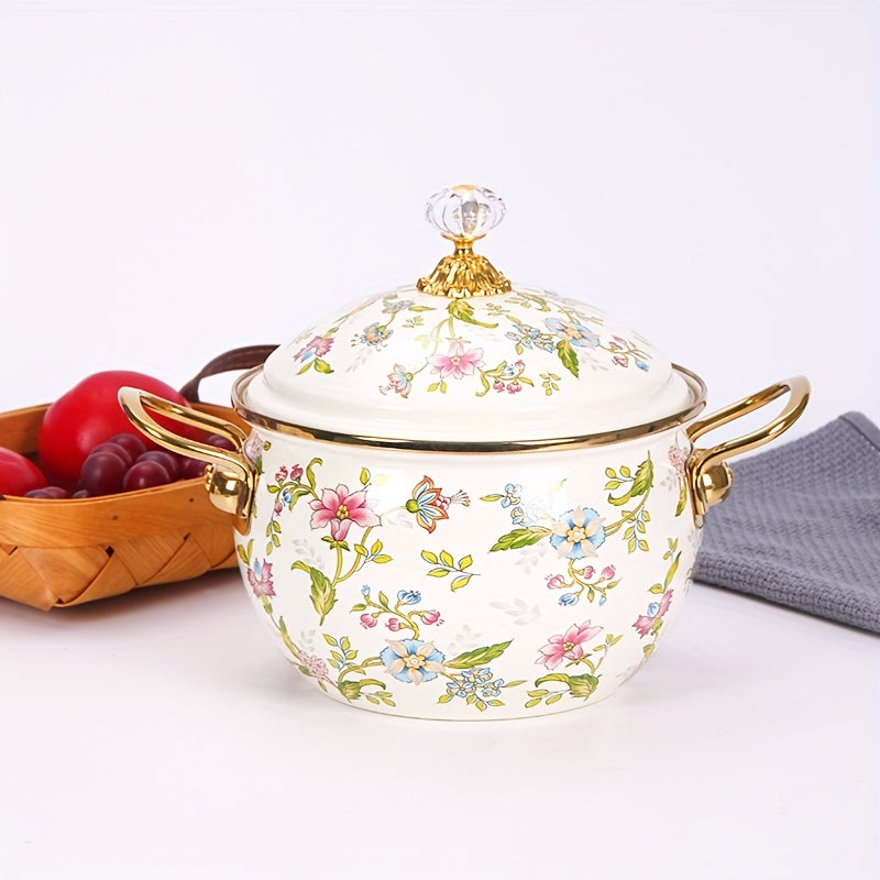 Colorful Enamel Apple-Shaped Pot - Sturdy, Easy-to-Clean, Heat-Proof Cookware for Both Home and Restaurant Kitchens, Ideal for Preparing, Presenting, and Preserving Fresh Produce.