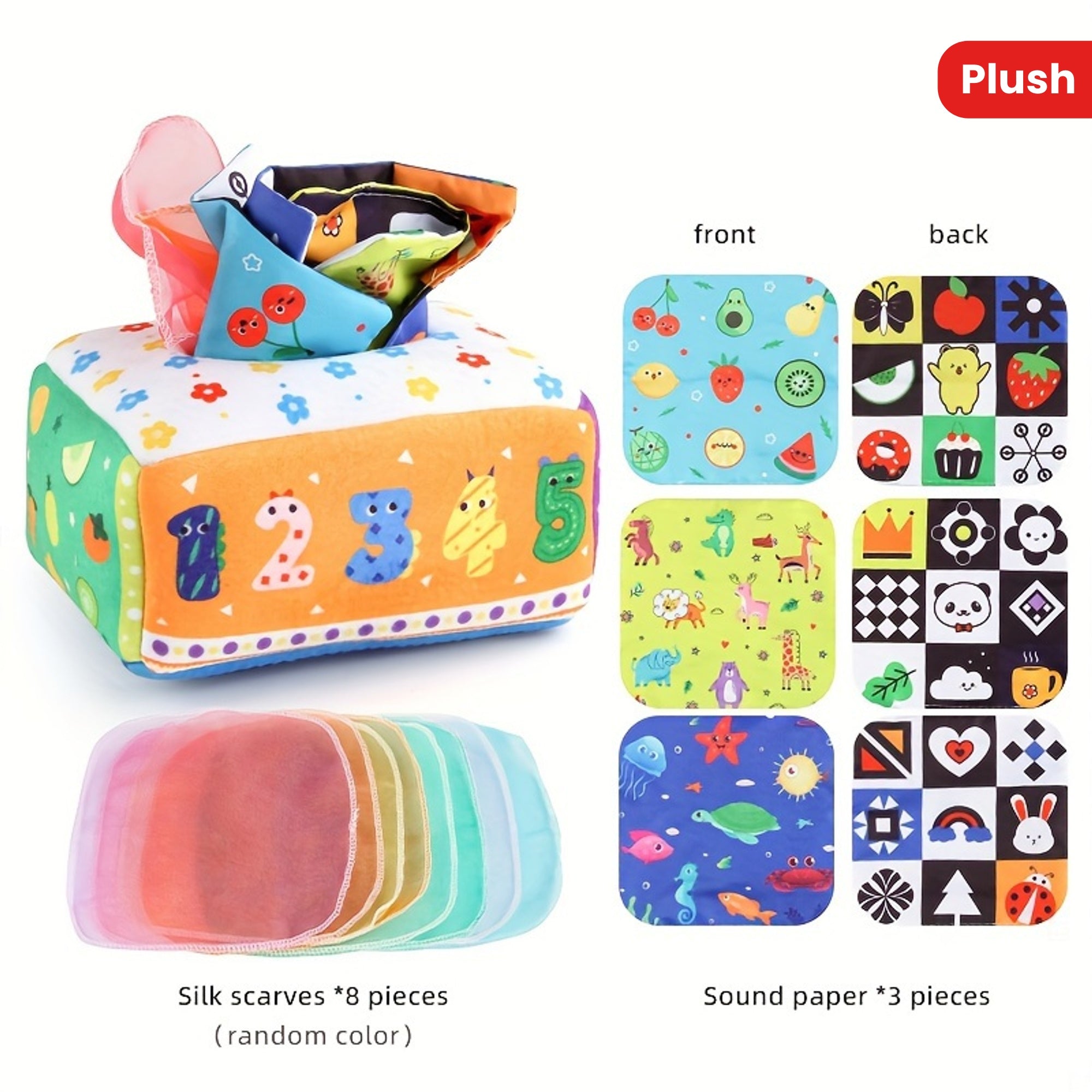 Soft Baby Tissue Box, Interactive Baby Learning Toy, Finger Strengthening Toy, Kids' Plaything