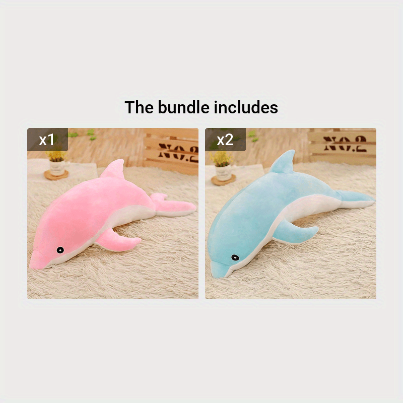 1pc Couple'S Dolphin Plush Toy - Soft, durable fabric, recommended for medium breeds, no charging or batteries needed.