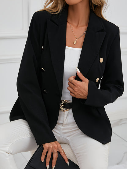 Women's Double Breasted Lapel Blazer for Work and Office