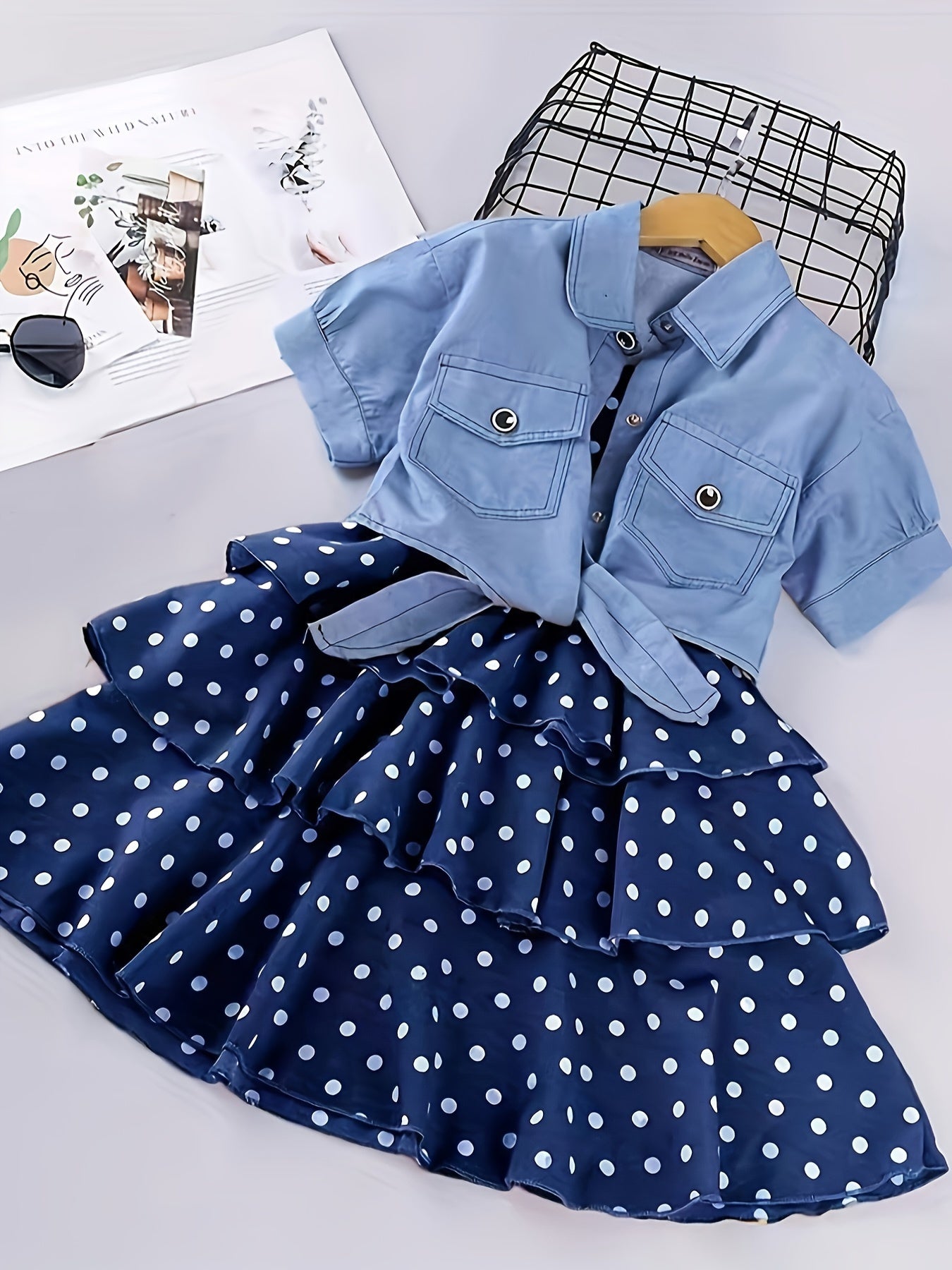 2024 New Summer Girls' Denim Jacket, Princess Dress, Perfect for Outdoor Wear