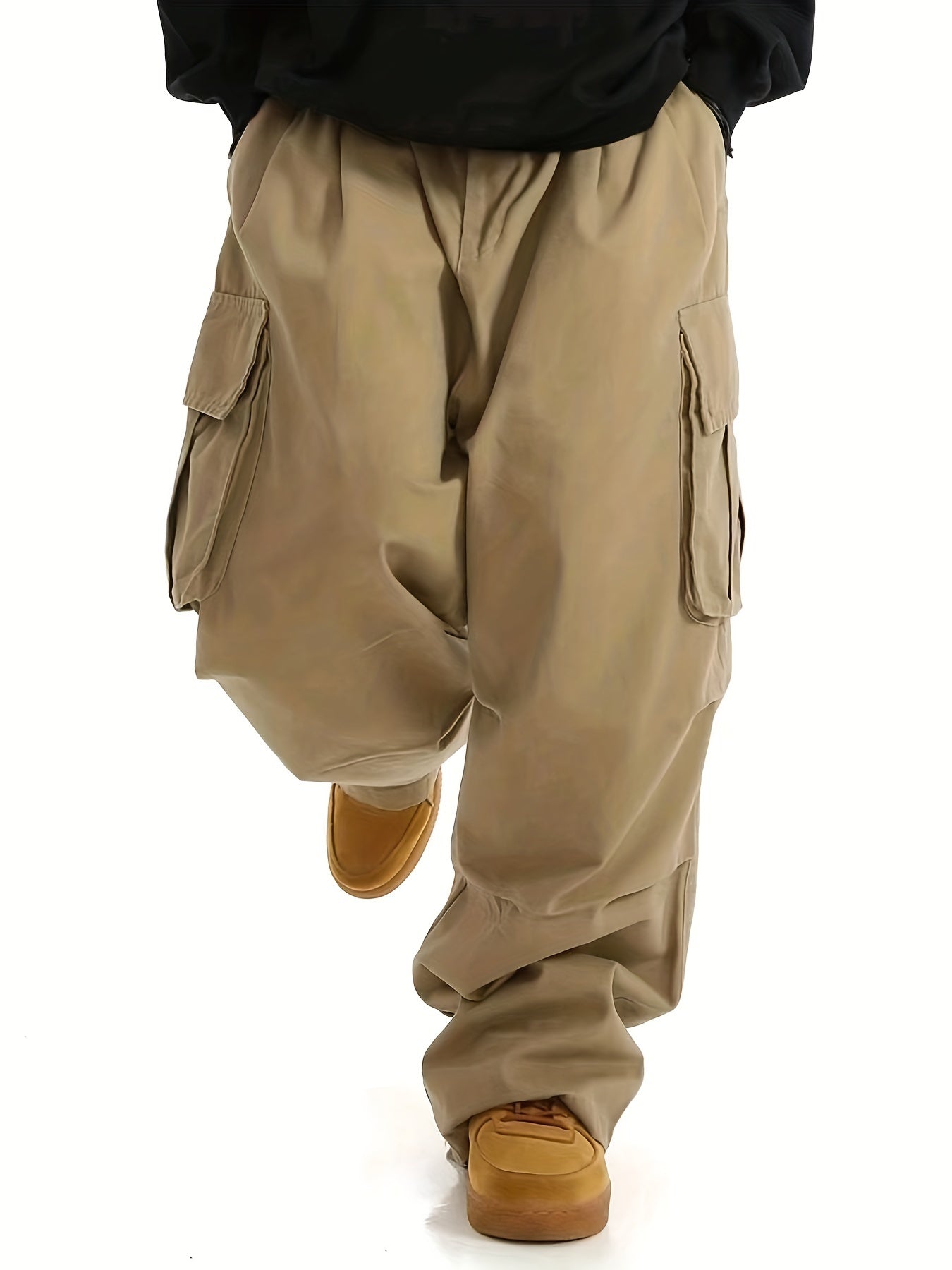 Men's super loose long pants with multiple pockets and drawstring waist.