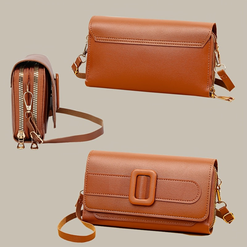 Stylish and practical solid color PU crossbody bag designed for women, ideal for work, evening events, parties, and Valentine's Day.