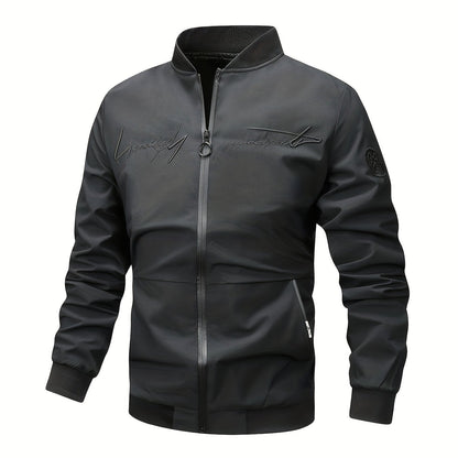 Men's Classic Bomber Jacket - Casual Baseball Coat for Spring/Autumn