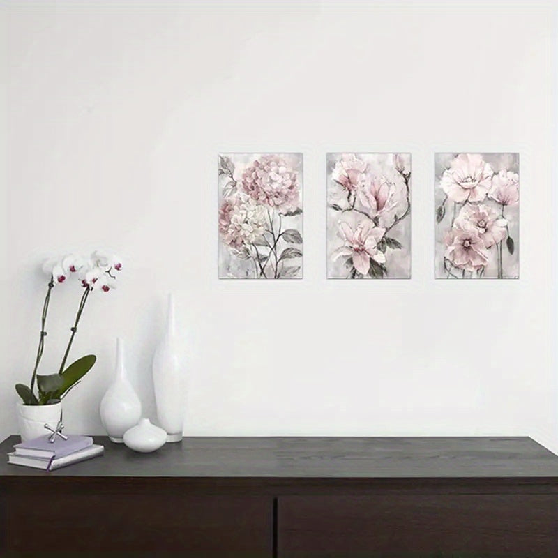 3 canvas paintings of beautiful flowers posters for living room wall art, perfect home decor without frame.