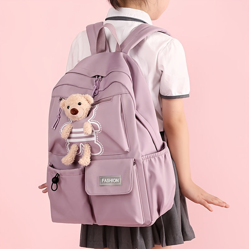 Trendy Korean backpack, perfect for students in middle and high school, captures youthful spirit.