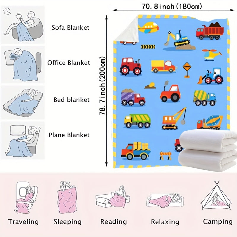 Building Boys and Girls Lightweight Blanket - This cute and soft Small Truck Car Blanket is perfect for keeping your little one cozy. Featuring a comfortable flannel edge and velvet blue throw blanket measuring 40x50 inches, it makes a lovely gift.