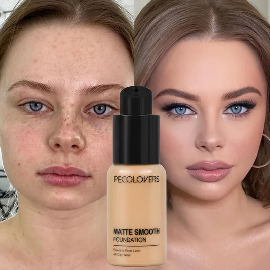 1pc PECLOVER Matte Smooth Foundation - Liquid BB Cream for All Skin Tones, Waterproof, Long-Lasting Oil Control, Hydrating Concealer, Multi-Use for Uneven Skin Tone Correction, Natural