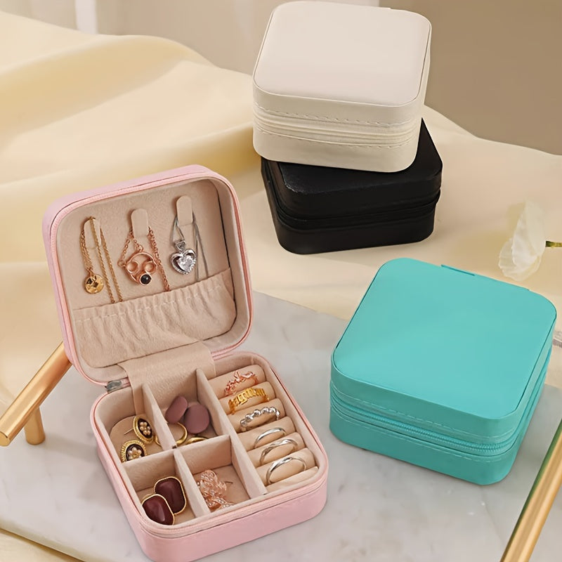 Single Multi-grid Jewelry Storage Box with Soft Liner for Necklaces, Earrings; Ideal for Bedroom, Bathroom, Office, Desktop, Dresser, Home, Dorm.